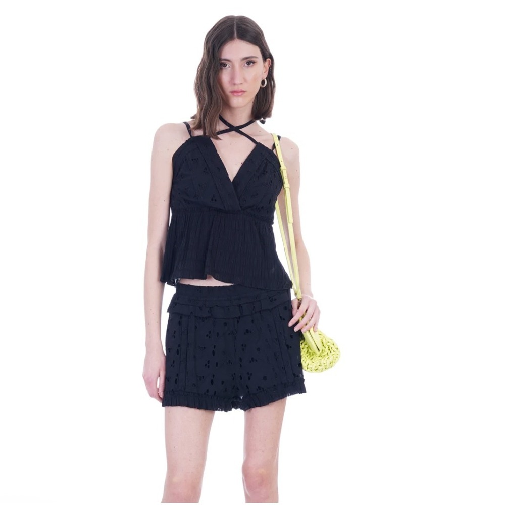 IRO Mireya Halter Top‎ Black Sangallo Lace FR 40 US 8 Medium NWT